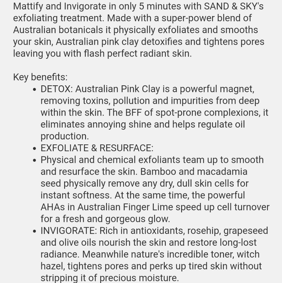 SAND & SKY AUSTRALIAN PINK CLAY FLASH PERFECTION EXFOLIATING TREATMENT. - Picture 4 of 5